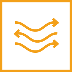 Yellow arrow pointing left and right, indicating airflow.