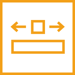 A black and yellow directional icon with arrows pointing left, representing extension or a return action.