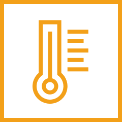 Thermometer icon displayed on a black background, symbolizing temperature measurement.