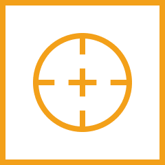 Crosshair icon centered on a black background, symbolizing precision and targeting.