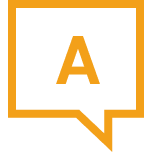 Line icon featuring a 'A', representing a answer.