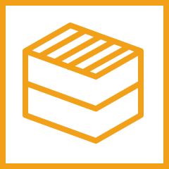 Icon of a box of layers in black and yellow, representing different materials